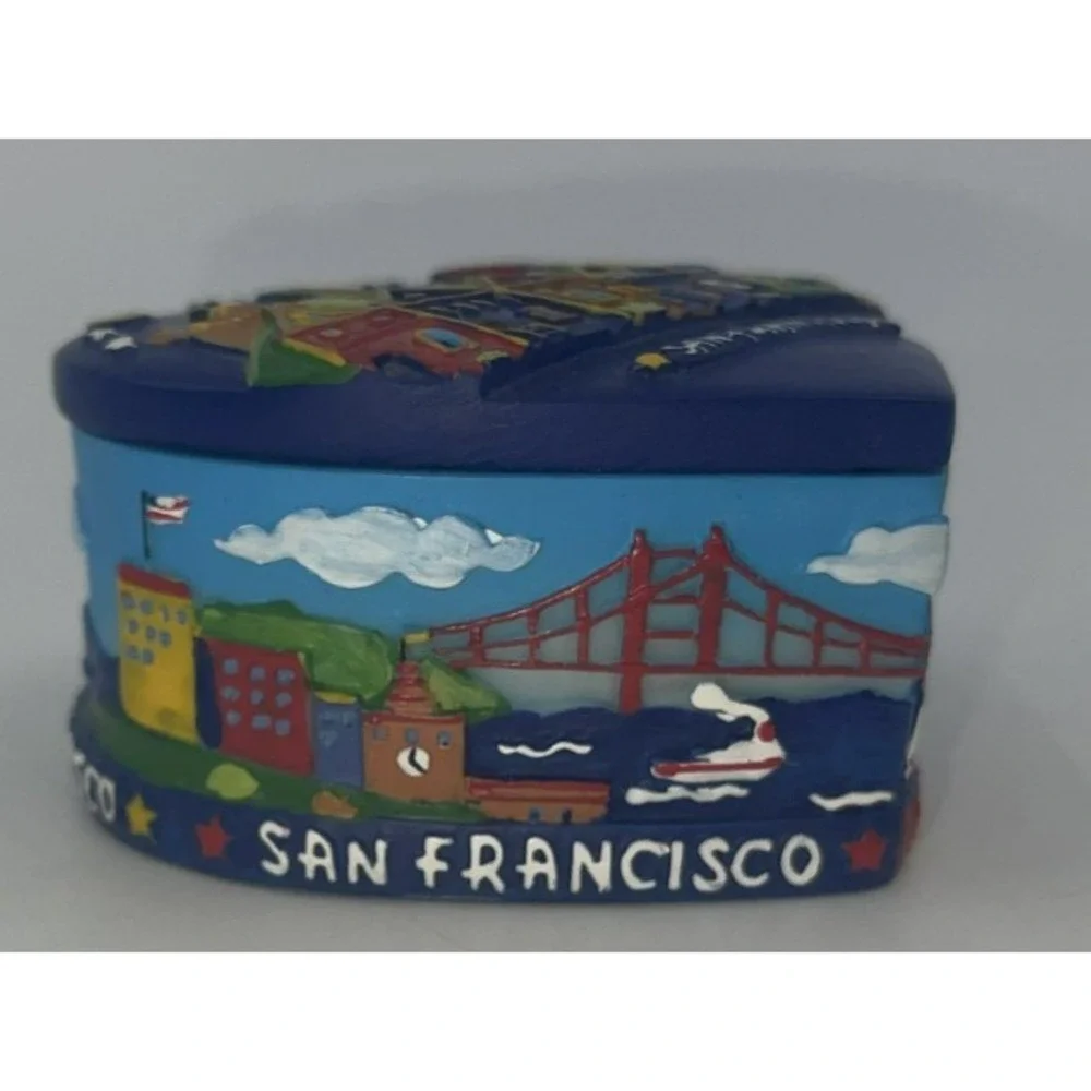 San‎ Francisco Trinket Jewelry Box Resin Colorful Heart Shaped 3